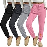 Oakgarden 4 Pack Women's Fleece Joggers Winter Drawstring Lounge Sweatpants Thermal Workout Yoga Pants with Pocket