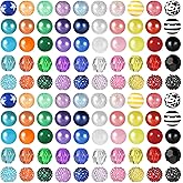 100Pcs 20mm Beads for Pens Colorful Chunky Rhinestone Bubblegum Beads Mixed Crystal Resin Round Chunky Bead Rhinestone Large Bead for Pen Jewelry Chain Making DIY Craft Spacer Supplies Wedding Garland