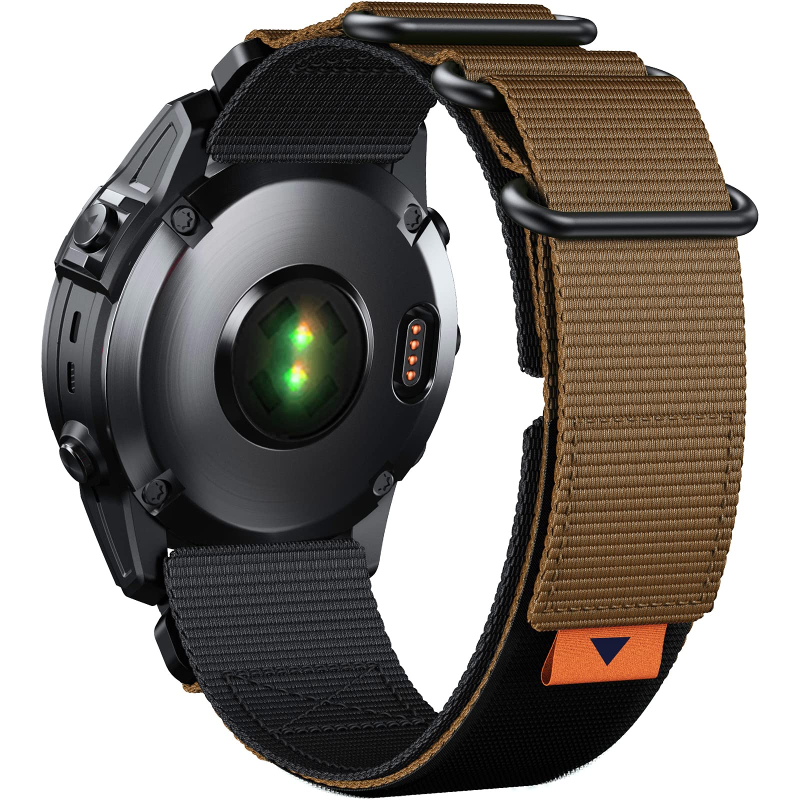 NotoCity for Garmin Fenix 6 pro/7/6/5 Strap, 22mm Quickfit for Garmin Fenix 7 pro/8 47mm/5 Plus, Forerunner 935/945/745, Replacement Strap for Instinct/2, Approach S60(Black/Khaki)