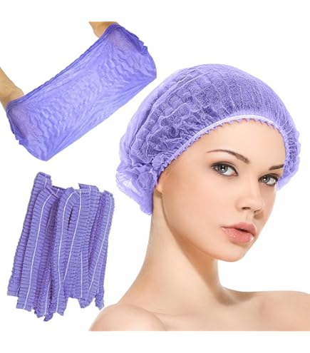 JOLIXIEYE 100pcs Disposable Bouffant Clip Caps 21 Inch Non-Woven Black