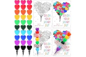 Sayglossy 30 Sets Valentine's Day Gift for Kid Colorful Stacking Crayons Stackable Buildable Crayons with Card and Tape School Classroom Rewards Party Supplies Gift for Student from Teachers