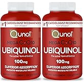 Qunol Mega Ubiquinol CoQ10 100mg, Superior Absorption, Patented Water and Fat Soluble Natural Supplement Form of Coenzyme Q10, Antioxidant for Heart Health, 240 Count Softgels, 120 Count (Pack of 2)