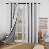 Deconovo Linen Look Full Blackout Curtains Eyelet Thermal Insulated 46 x 90 In