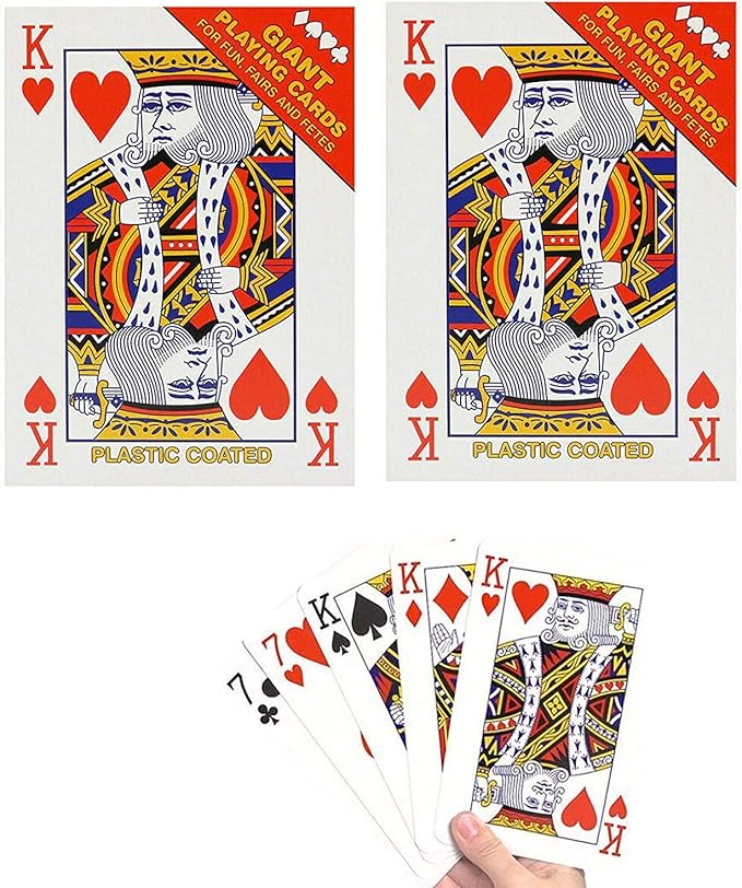 JMS® 52 Cards Large Giant Jumbo 12cmx8cm Deck Plastic Playing Cards