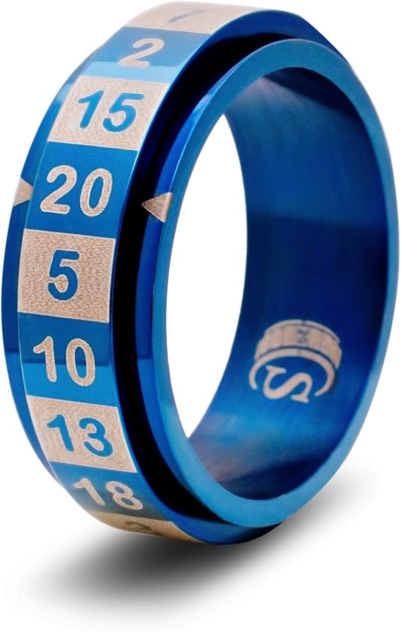 CritSuccess d20 Dice Ring with 20 Sided Die Spinner (Size 12