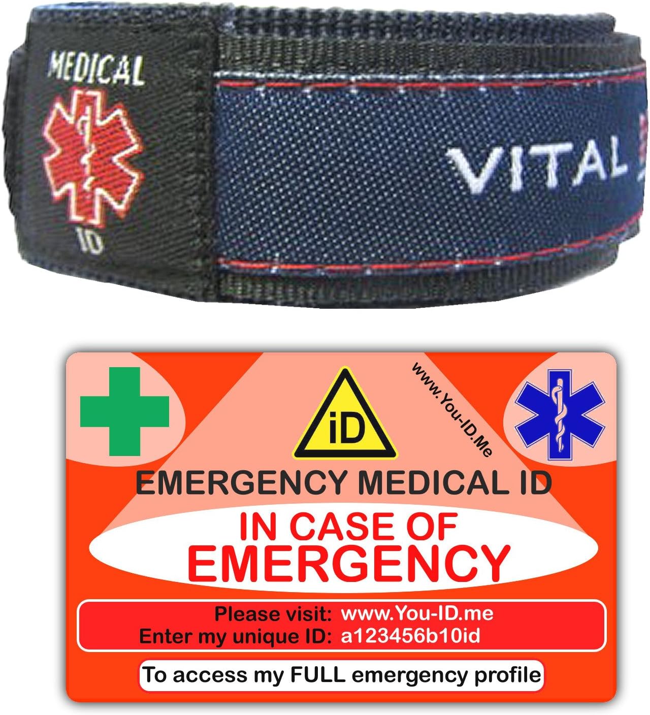 Medical Alert Bracelet Travel Set Waterproof Emergency ID Wristband with in Case of Emergency Identity Card