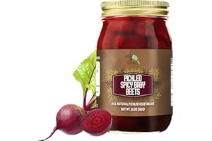 Green Jay Gourmet Fresh Spicy Pickled Baby Beets - Grandma’s Spicy Recipe - Spicy, Tangy, and Vinegary Brine - Simple Natural Ingredients - Freshly Made & Hand Jarred - 16 Ounce Jar