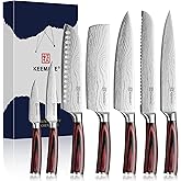 KEEMAKE Kitchen Knife Set, Ultra Sharp Chef Knife Set 7-Piece, High Carbon Stainless Steel Chefs Knife Set, Professional Knives Set for Kitchen with Pakkawood Handle and Gift Box