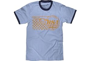 Tee Luv Men's Retro BSA Motorcycles Ringer Tee Shirt