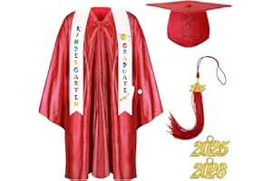 Foaincore 2025 Year Preschool and Kindergarten Graduation Gown Cap Tassel Set with 2025/2026 Charm Printed Stole Grad Gift