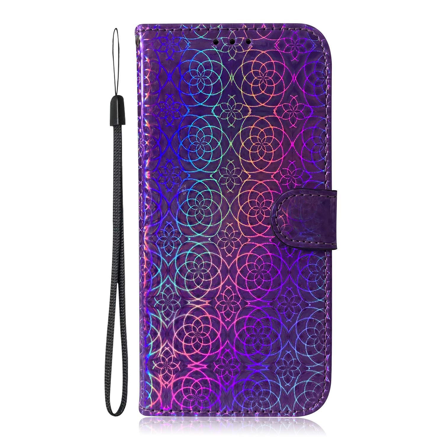 Samsung A02S Case Glitter Bling Shockproof Flip Folio PU Leather Wallet Cover with Card Holder Stand Silicone Bumper Protector Phone Case for Samsung Galaxy A02S Case for Girls Women, Purple