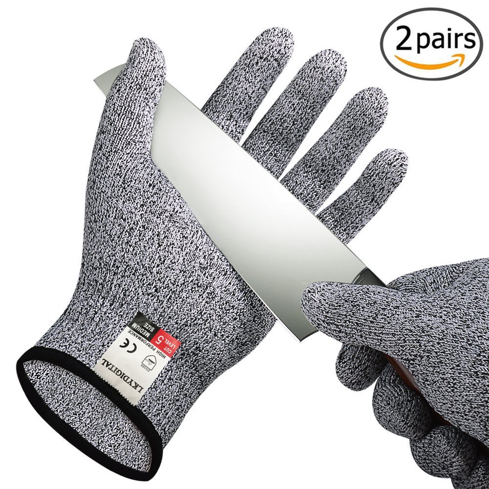 2 Pairs Cut Resistant Gloves, LKY DIGITAL High Performance Level 5