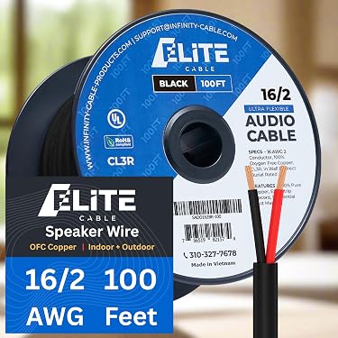 Amazon.com: Elite 12/2 Speaker Wire 100ft, UL Listed, CMR/CL3R