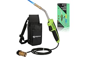 TURBOHEAT Propane Brazing Torch Kit with Holster Mapp Map Gas Torch Gun Head 5 ft Long Hose Trigger Start Propane Torch Head with Igniter Soldering Torch Gun for Welding Turbo Flame Blow Torch Torches
