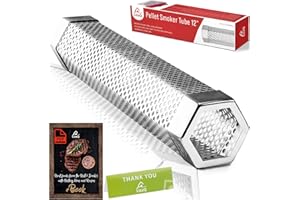 LIZZQ Premium Pellet Smoker Tube 12 inches - 5 Hours of Billowing Smoke - Hot or Cold Smoking - for Any Grill or Smoker - An Easy and Safe Way to Provide Smoking - Free eBook Grilling Ideas & Recipes