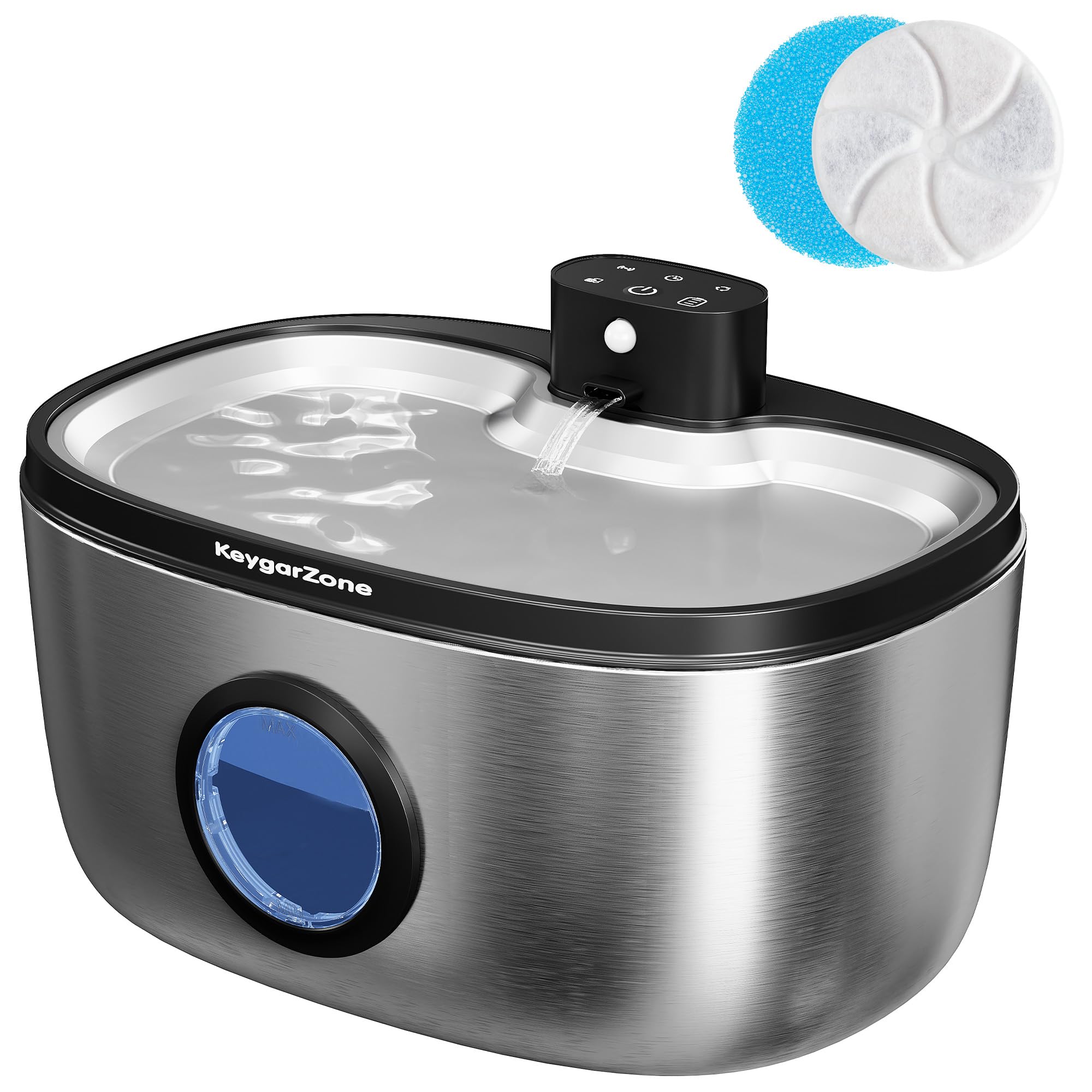 Photo 1 of Keygarzone Wireless Cat Water Fountain: 5L Stainless Steel Pet Water Fountain for Cats & Dogs, Automatic Battery Operated Water Dispenser, Ultra-Quiet Indoor Fountain with Filter