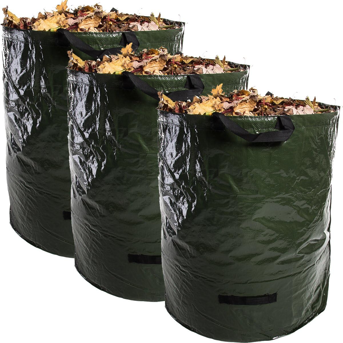 Home Ease (3 Pack, 72 Gallons Each) XL Heavy Duty Self Standing Gardening Lawn Cleanup, Yard Waste Bags, Reusable and Collapsible Leaf Composting