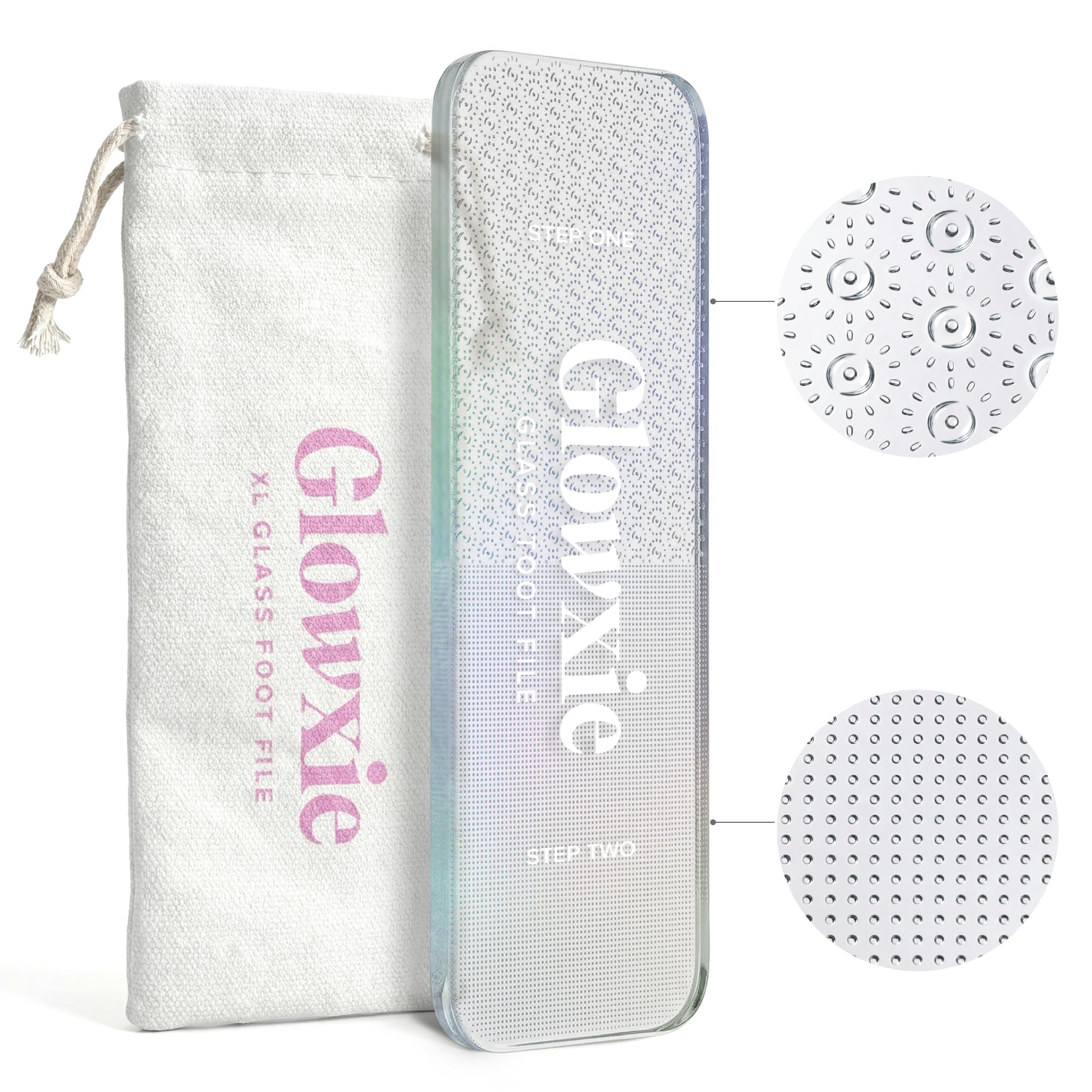 Glowxie XL Nano Glass Foot Files for Hard Skin – Callus Remover for Feet, Foot Scrubber & Foot Exfoliator – 2-in-1 Foot File & Heel Scraper for Wet & Dry Use – Pedicure Tool for Smooth Feet