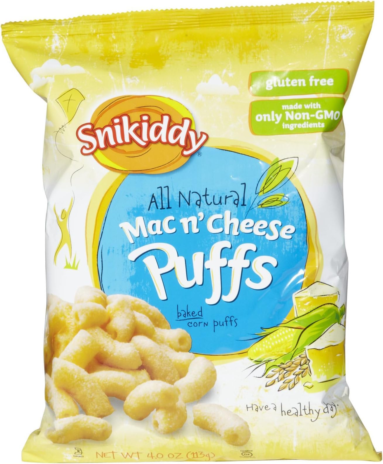 Snikiddy Snacks Mac N' Cheese Corn Puffs, 4 oz, 12 ct