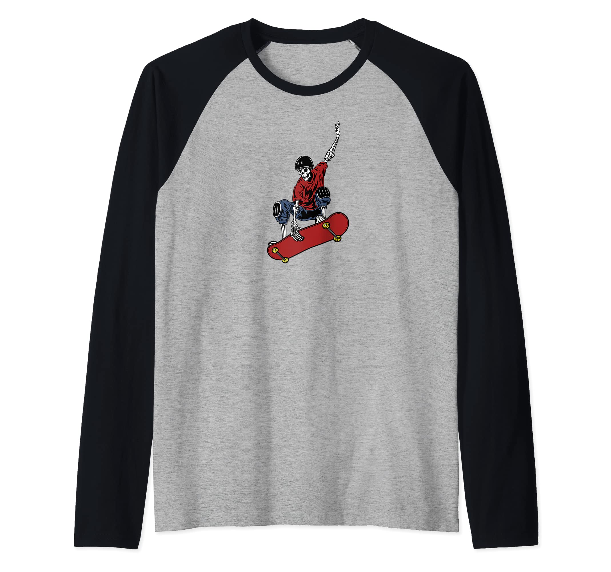 Skateboard Skateboarder - Skateboarding Skater Skeleton Raglan Baseball Tee