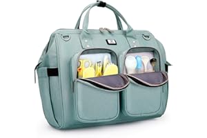 POMELO BEST Diaper Bag Totes with Changing Pad & Stroller Straps, Large Portable Newborn Baby Bags, Unisex and Stylish Travel Diaper Backpacks for Mom and Dad (Mint green)