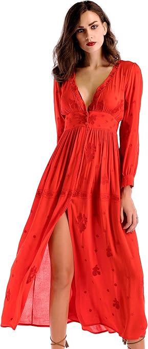 button maxi dress with sleeves