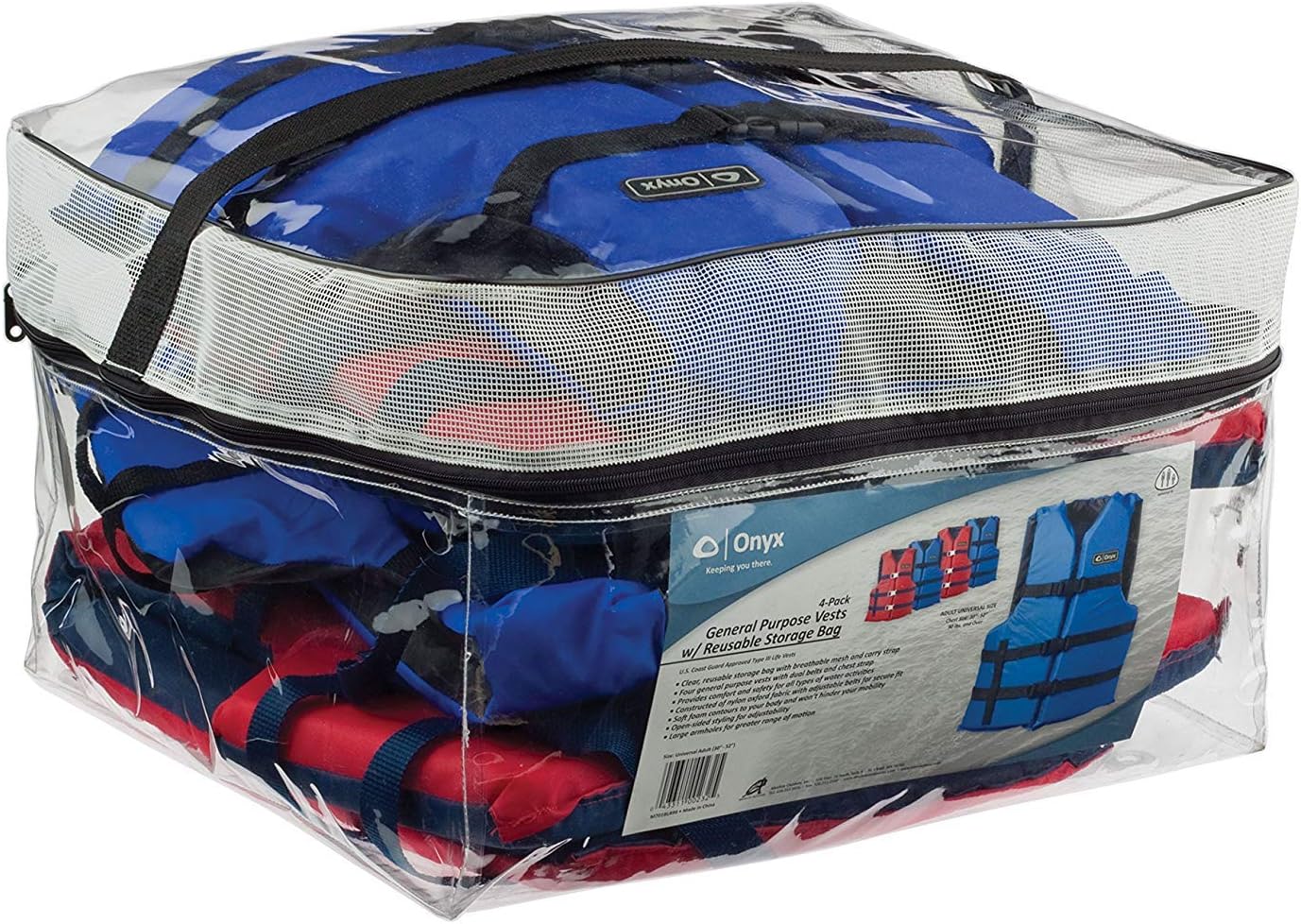 Absolute Outdoor Onyx General Purpose Life Vest, Adult Universal (4-Pack),Red - Blue,30-52-Inch Chest, Persons Over 90-Pounds, Universal (Pack of 12.)