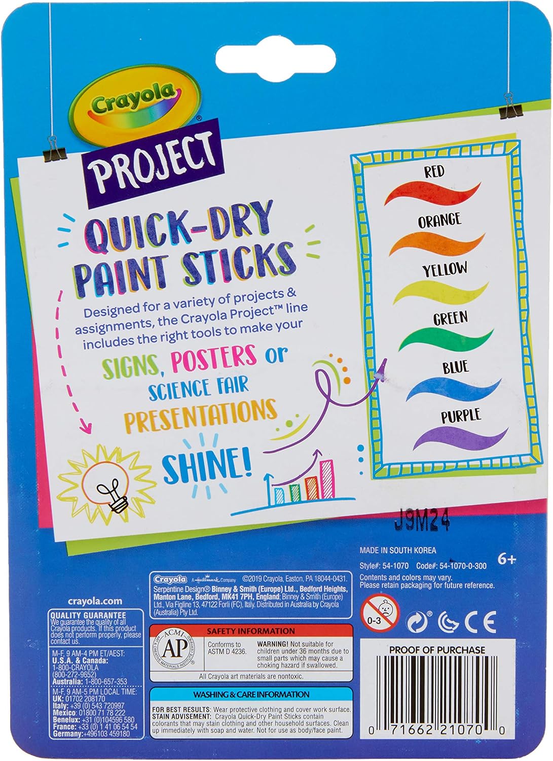 CRAYOLA Quick-Dry Washable Paint Sticks, Assorted Colours (Pack of 6), Assorted (Gold Ingot, Copper Mine, Pink Bling - Image 4