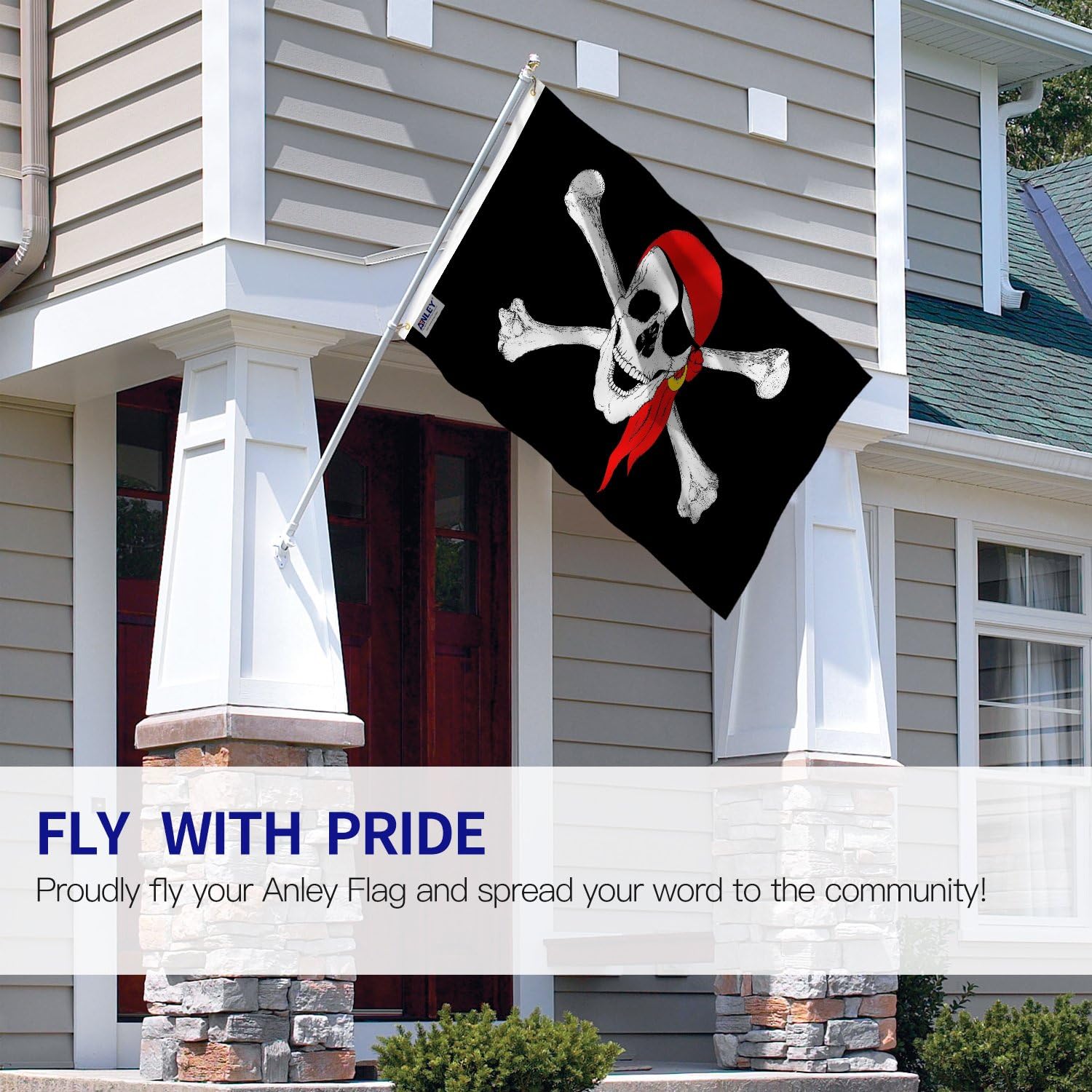 ANLEY Pack of 2 Fly Breeze 3x5 Foot Jolly Roger Flag with Red Bandana, Vivid Color and UV Fade Resistant - Image 3