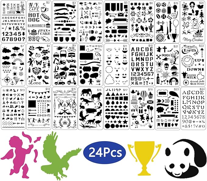 Diealles Shine Pochoir Scrapbooking Set 24 Pièces Pochoir pour Notebook