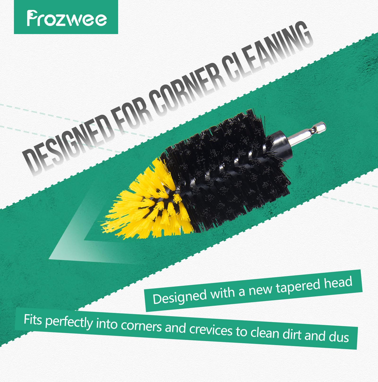 Prozwee 2PACK Tile Corner Drill Brush,Upgraded Powerful Scrubber Brush Made to Tackle Corner Stains,Cleaning Corner of Grout, Tiles, Sinks, Bathtub, Bathroom, Kitchen