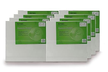 20cm x 20cm (8' x 8') ArtGeo 3mm Leinwandbrett, Packung mit 8