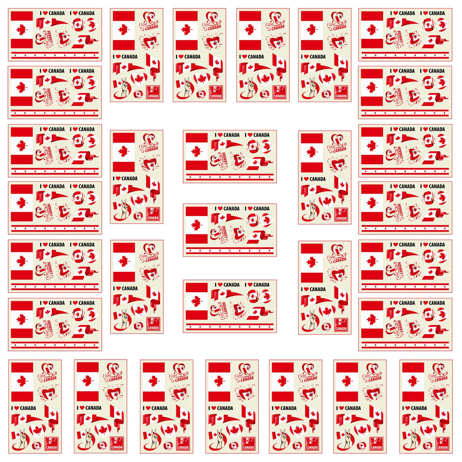 Autousa 30x Temporary Tattoos of Canada Flag for International Competitions 2024 European Championship Football World Cup Face Waterproof Flags Stickers (30 Sheets） — image 1