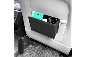 HUWANDE Car Trash Can Multi-Function Garbage Can,Mini Car Trash Bin,Leather Car Organization Bag Back Seat (Black) FJLJT