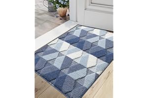 DEXI Door Mat, Non Slip Absorbent Washable Entryway Mat, Low Profile Inside Doormats for Home Entrance, Front Door, 24"x35", Blue