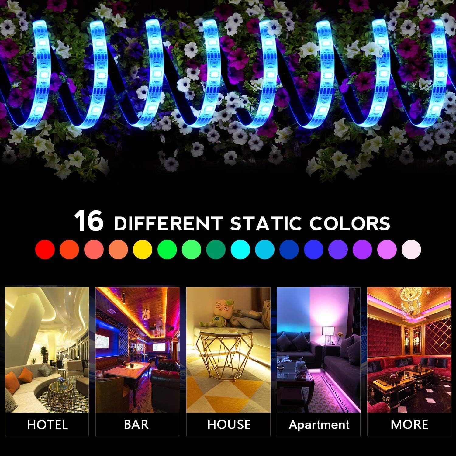 Sunboia RGB LED Strip Lights 2M 2Pack Flexible TV Backlight Bias Lighting LED Lights Waterproof 5050 with Battery Powered for Xmas Home DIY Desktop PC Music Festival Jellyfish Party Decorations - Image 4