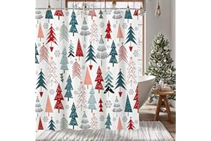 MEHOFOND Christmas Shower Curtains for Bathroom Christmas Tree Shower Curtain Winter Xmas Tree Snowflake Pattern Bathroom Decor Washable Durable Fabric Shower Curtains 72x72 inch