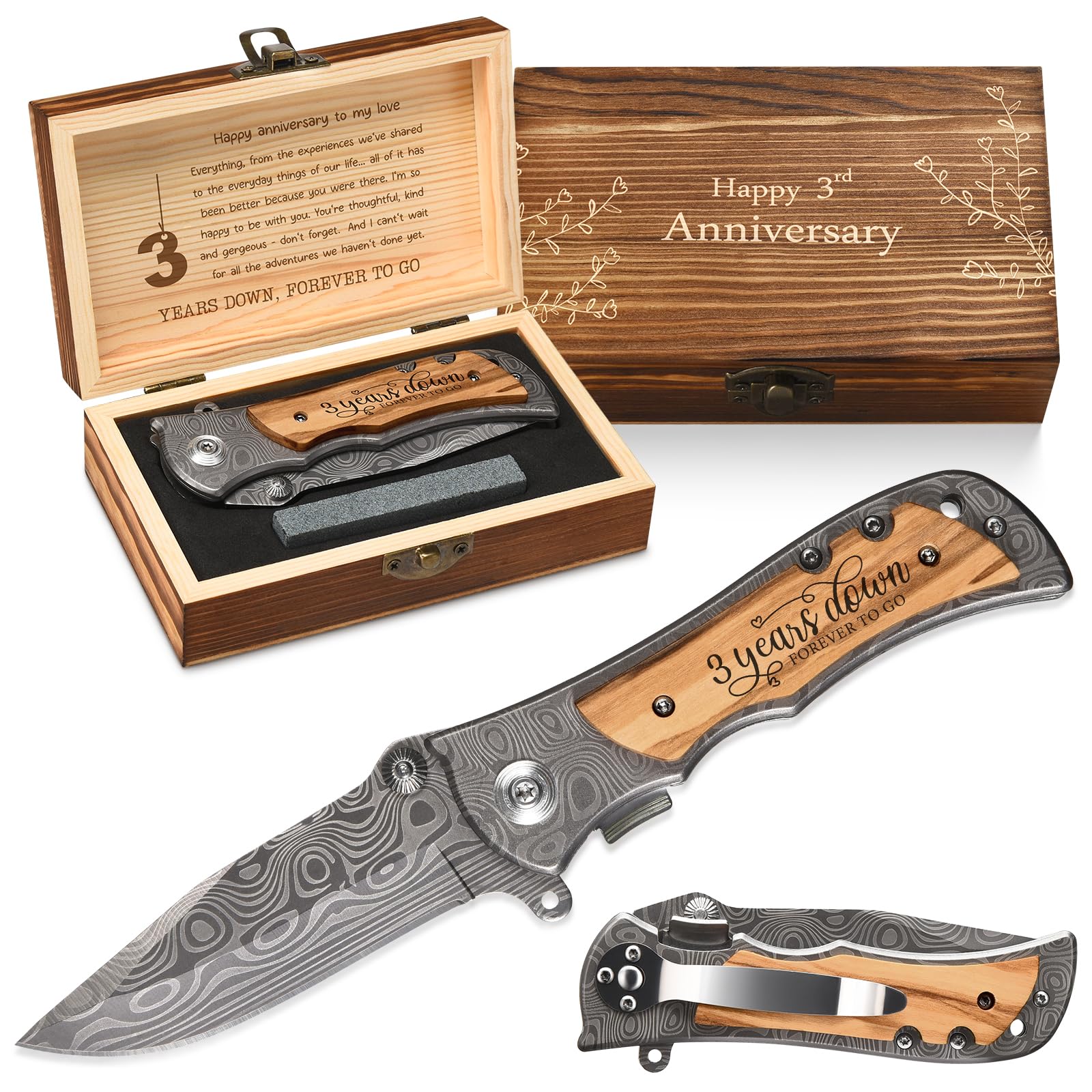 Photo 1 of 3rd Gifts Wedding Anniversary for Men, Third Leather Anniversary Keepsake for Him, 3 Year Marriage Anniversary Present for Husband