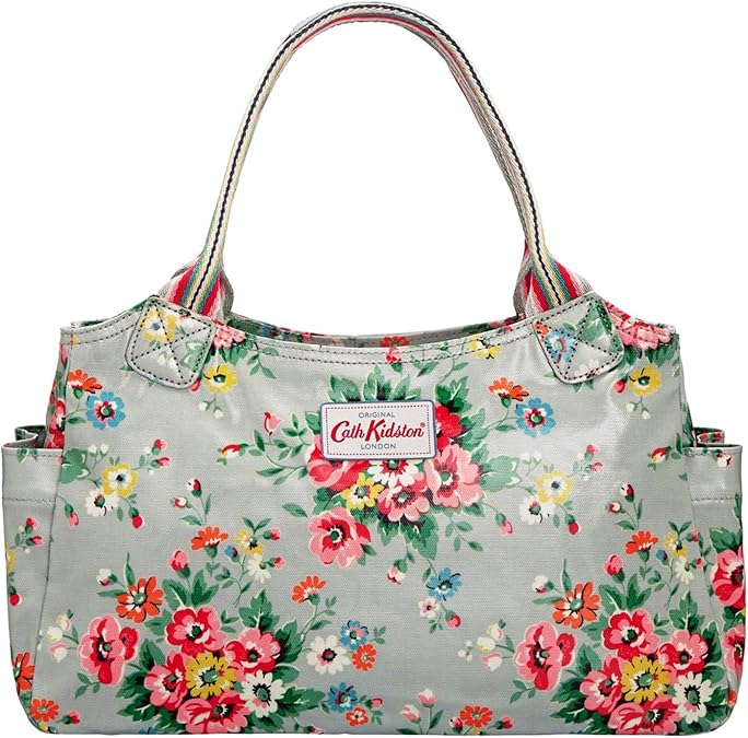 Cath Kidston New Oilcloth Folk Flowers Day Bag In Grey Amazon.co.uk