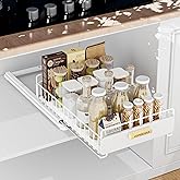 HOMEBOSILY Under Sink Organizer, Kitchen Pull Out Cabinet Organizer, Mute Slide Out Metal Under Sink Organizers and Storage Shelves for Kitchen Bathroom Laundry Cabinet Pantry, White