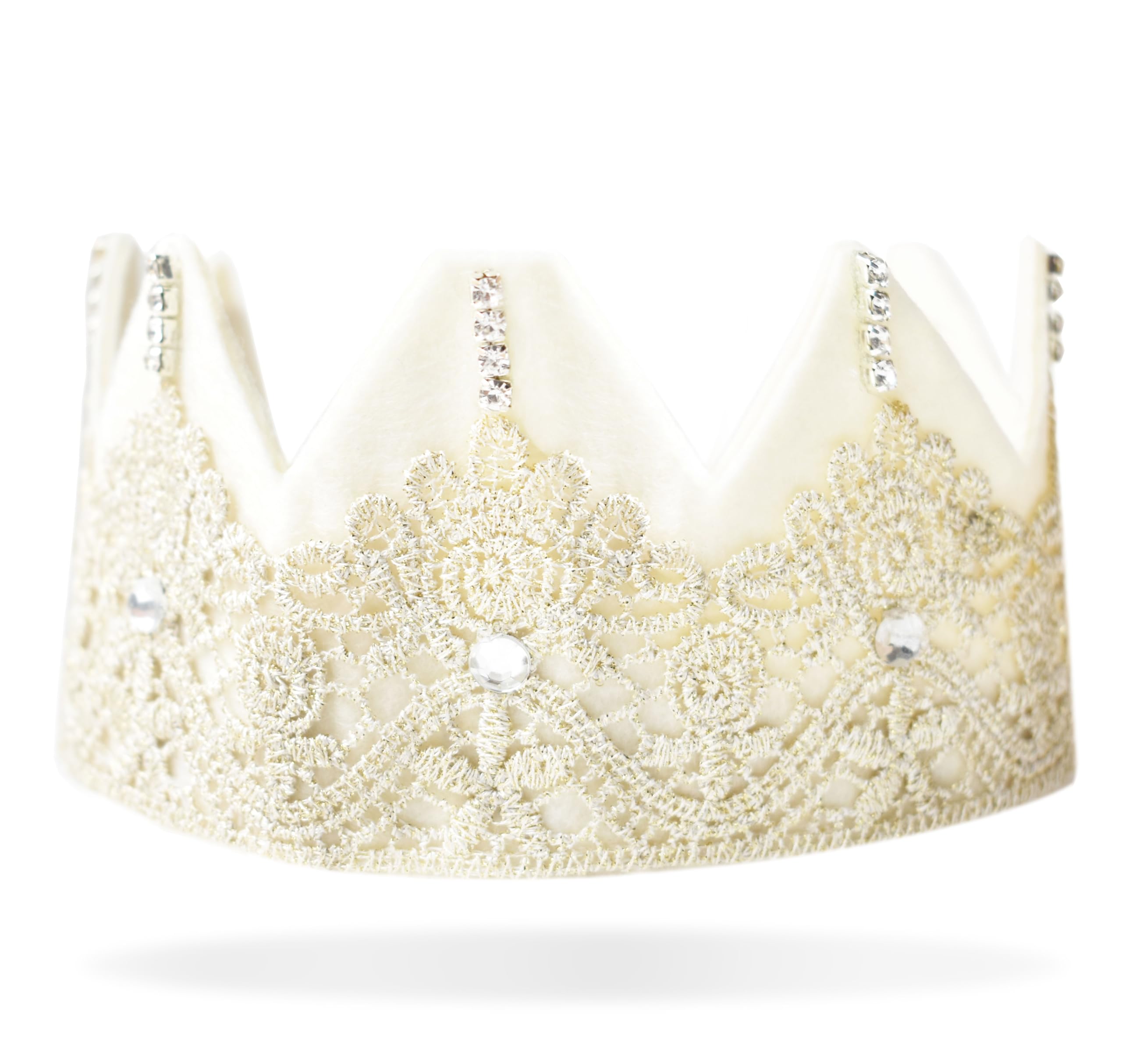 Photo 1 of Princess Crown Tiara Headband – Felt Lace Fairy Birthday Crown for Toddlers, Girls & Adults