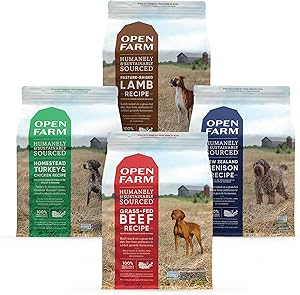 Open Farm Grain Free Dry Dog Food Bundle with Grass-Fed Beef, New Zealand Venison, Pasture-Raised Lamb and Homestead Turkey and Chicken, 4 Pack Bundle