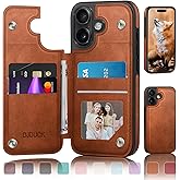 DJDUCK Designed for iPhone 16 Case Wallet with Card Holder, [Magnetic Clasp Cover] [RFID Blocking Leather Protection] Shockproof Women Men Cases 6.1 Inch for Apple 16 Light Brown
