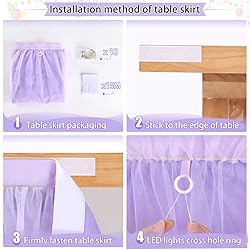Tulle Table Skirts for Rectangle Tables 9FT Purple