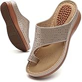 Tilocow Women's Wedge Sandals: Comfortable Orthopedic Ladies' Flip Flops, Dressy Summer Casual Walking Wedge Shoes