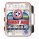 First Aid Kit Hard Red Case 326 Pieces Exceeds OSHA and ANSI Guidelines 100 People - Office, Home, Car, School, Emergency, Survival, Camping, Hunting, and Sports