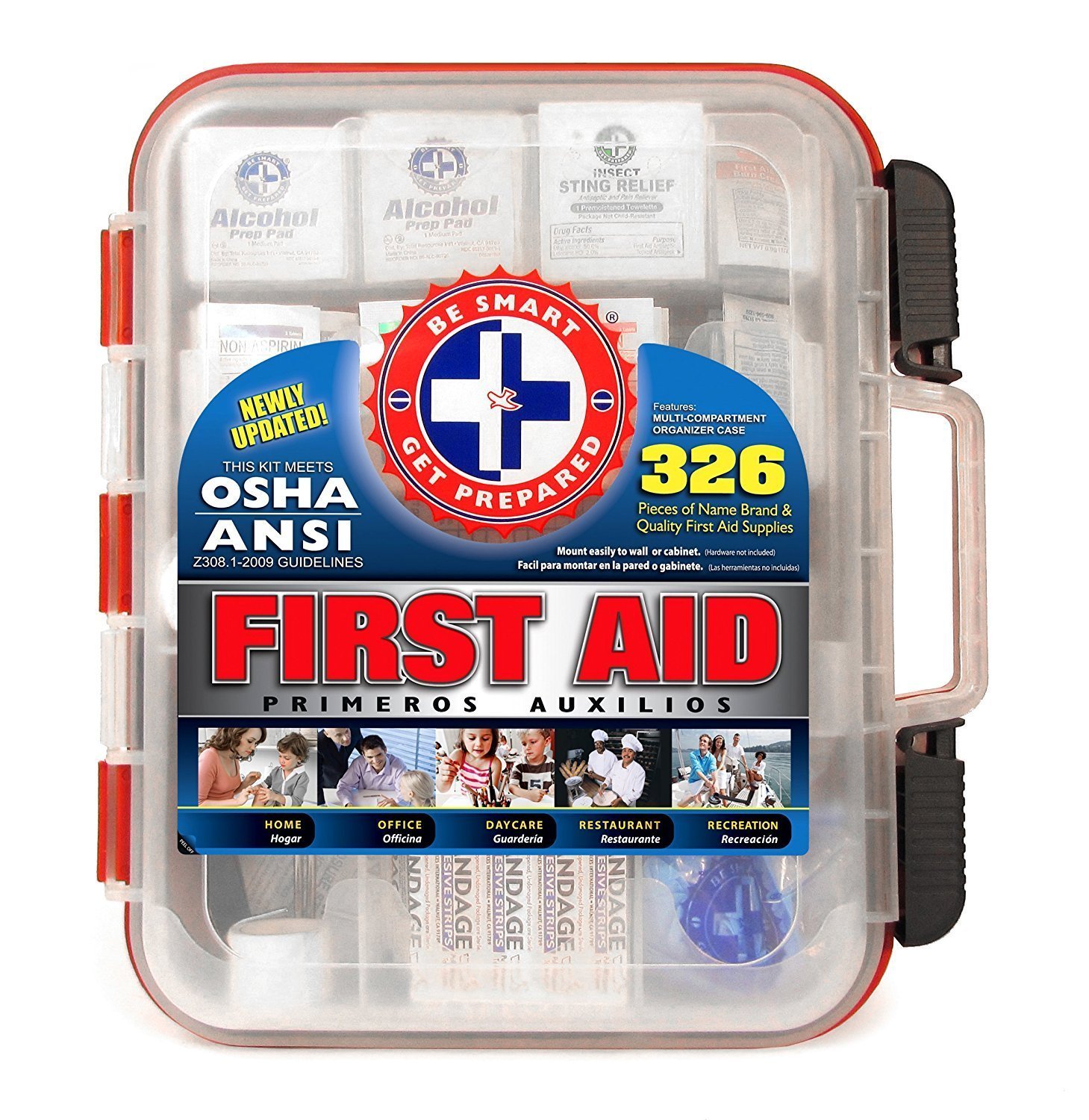 First Aid Kit 326 Pieces Exceeds OSHA and ANSI Guidelines 100 People eBay
