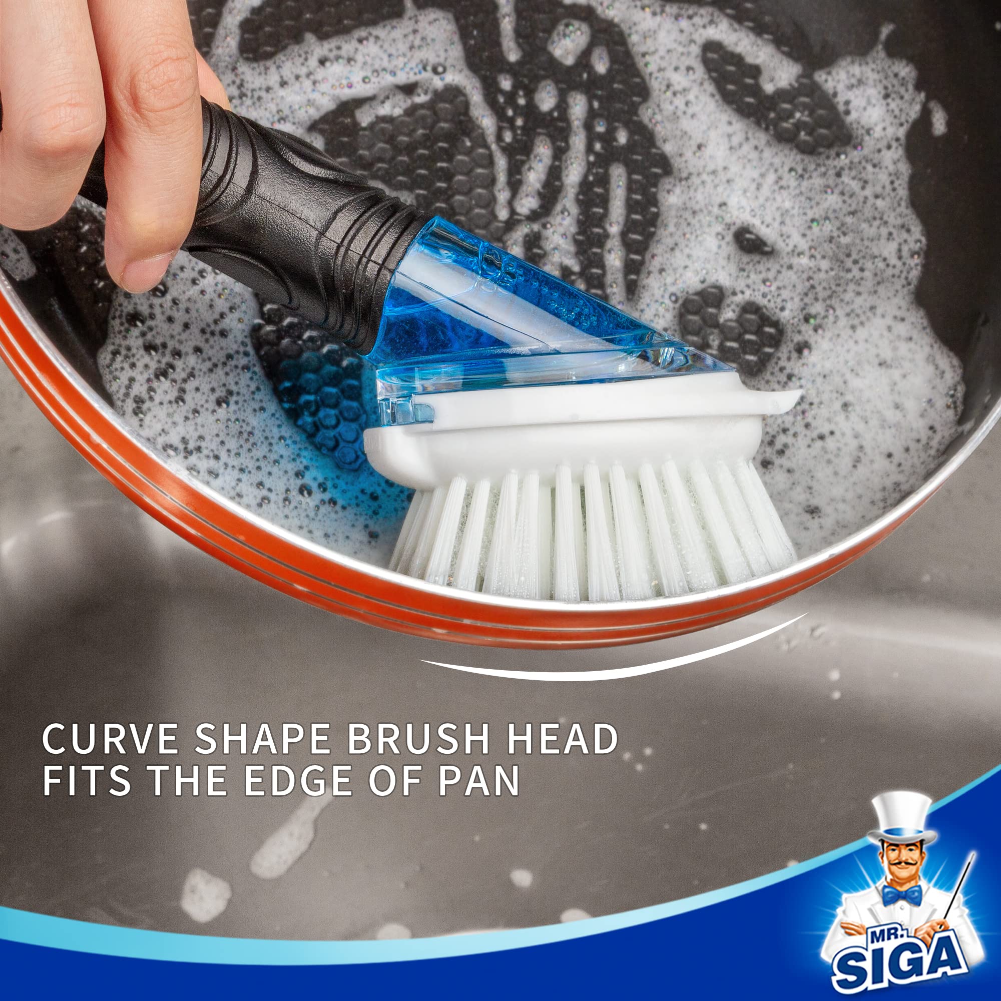 MR.SIGA Soap Dispensing Dish Brush Storage Set, Kitchen Brush with Holder for Pot Pan Sink Cleaning