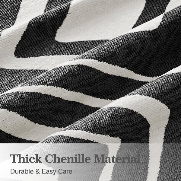 MAYMISS BOHO COUCH COVER FOR DOGS WASHABLE CHENILLE SOFA COVERS REVERSIBLE SOFA SLIPCOVER PET FRIENDLY FOR SECTIONAL SOFA, 2 OR 3 CUSHION COUCH (BOHO1 BLACK, 71″ X 150″)