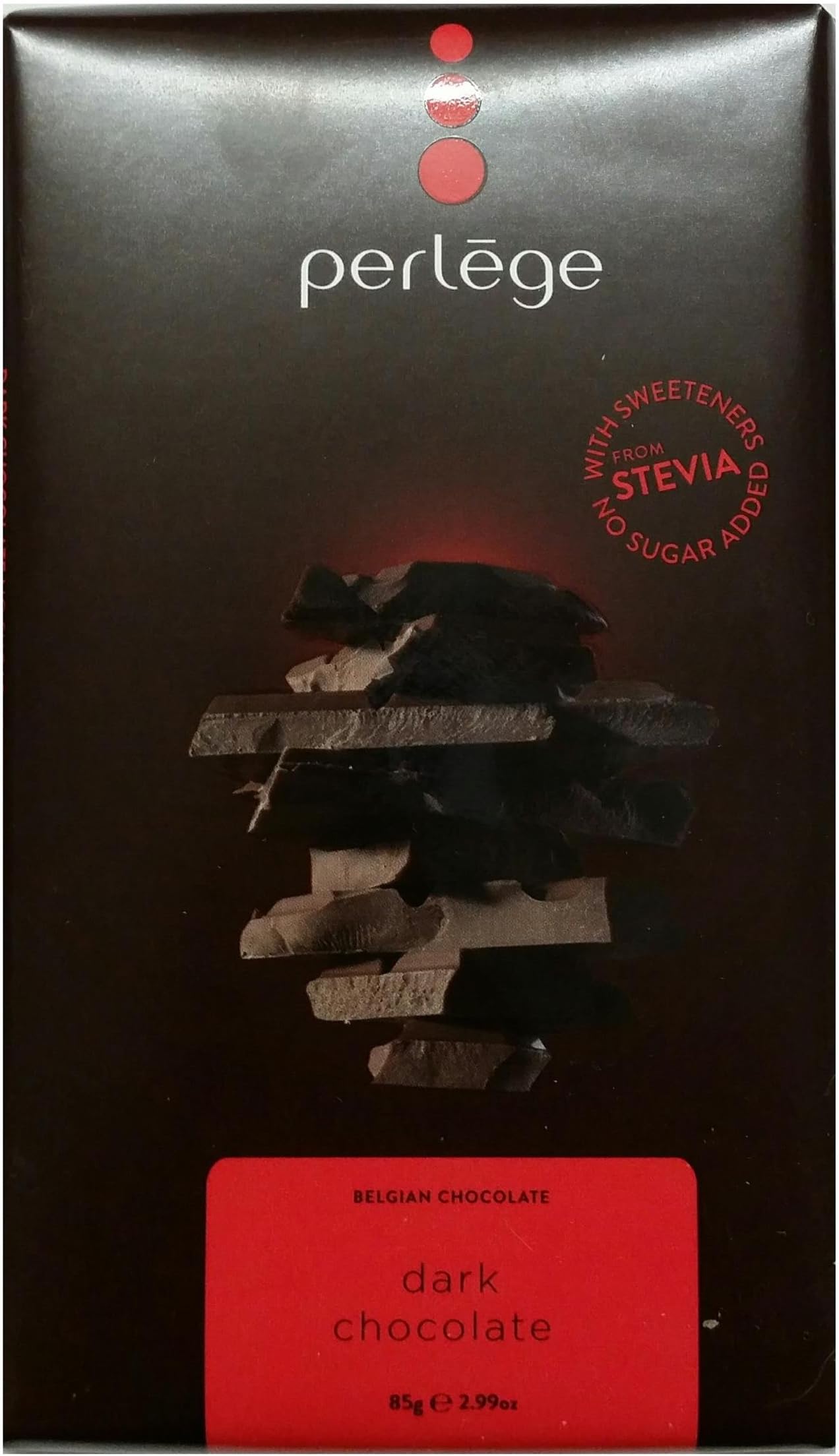 Perlege Chocolate with Stevia - 85g per Bar (Dark - 85g, 3 Bars)